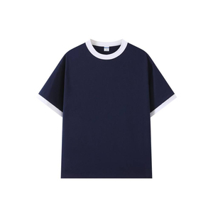T-shirt pour homme, couleur unie, col rond, manches courtes, coupe classique, bordure contrastée, style sportif - Product Image 6