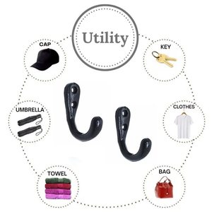 Crochet mural à une seule pointe, crochet en métal noir, crochet à vêtements en fer, crochet mural rustique, crochet mural décoratif, crochet mural porte-clés - Product Image 6