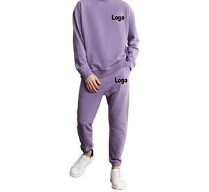 Unisex Purple Tracksuit Full Sleeve Crew Neck Casual Autumn Wear Solid Color Sweatshirt <b>Pants</b> Regular Fit With Side Pockets - Product Image 6