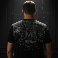 T-shirt personnalisé avec logo en strass, mode estivale, coupe ample, décoration en cristal et diamant, streetwear haut de gamme pour hommes