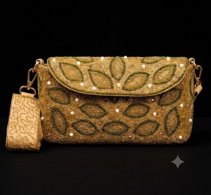 Stylish Designer Beaded Clutches for Women Handmade Pearl Work Bridal Wedding Party Evening Purse Ethnic Fashion Accessory - Product Image 2