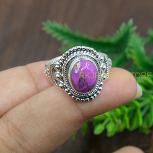 Natural Purple Copper Turquoise <b>Ring</b> 925 Sterling <b>Silver</b> Handmade Boho <b>Statement</b> <b>Ring</b> for Women VintageDesigner Gemstone Jewelry - Product Image 5