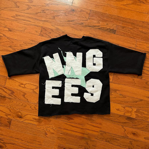 Camiseta personalizada del fabricante para hombre, camiseta con lavado ácido Vintage, camisetas con logotipo bordado de angustia, camiseta bordada con parche cuadrado recortado para hombre - Product Image 6