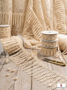Ribete de encaje con flecos HitJem Export, borde decorativo de algodón con borlas para textiles de moda - Product Image 4