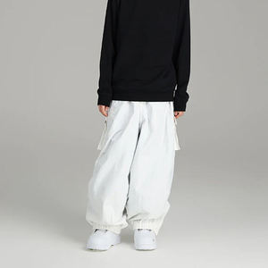 <b>White</b> Printed Woven Summer Cargo Pants Elastic Waist <b>Baggy</b> <b>Trousers</b> Wide Leg Logo Casual Streetwear for Men - Product Image 4