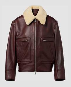 Veste en cuir, logo personnalisé, couleur personnalisée, taille personnalisée, streetwear, produit de haute qualité, col montant, lin et coton. - Product Image 3