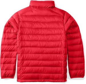Veste d'hiver pour homme, rouge, col montant, matelassée, légère, coupe-vent, en duvet, fermeture éclair - Product Image 5