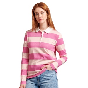 Polo de manga larga a rayas para mujer, camiseta de tela auténtica, diseño personalizado barato, venta al por mayor, Polo de la mejor calidad - Product Image 5