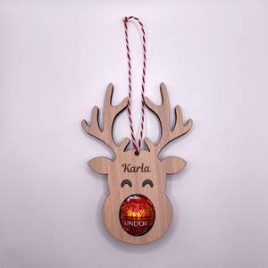 Adorno Navideño de Madera Personalizado con Forma de Ciervo, Nombre Grabado Wanda, Objetos Decorativos Navideños, Decoración para Colgar en la Pared, Diseño Tradicional - Product Image 2
