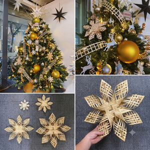 Adorno de Copo de Nieve de Bambú Tejido a Mano – Decoración Navideña Ecológica y Natural de Bambú (8 puntas, tamaños surtidos) - Product Image 2