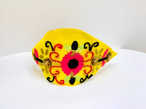 Bandeau en tissu avec broderie florale dorée, fait main, luxe, design personnalisé avec perles, nœud festif, rembourré, accessoires de mode - Product Image 5