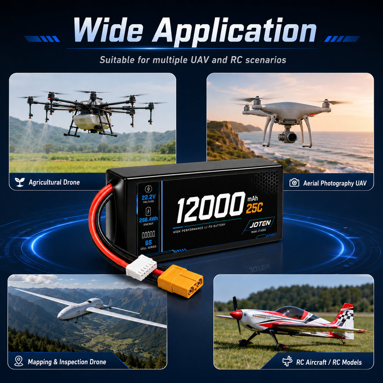 12000mAh 6S 12S 14S LiPo Battery 22.2V 25C High Discharge Rechargeable Power Pack With XT90 Connector For RC UAV Drone · image 5