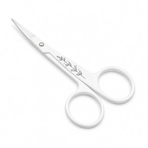Ciseaux à sourcils en acier inoxydable blanc, lame droite et aiguisée, manche en plastique, outil de beauté et de toilettage, pour droitiers - Product Image 2