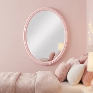 Miroir mural minimaliste ovale rose clair encadré pour chambre à coucher et salle de bain - Product Image 3