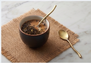 Vintage Brass Curved <b>Spoon</b> Set Stainless Steel With Brass PVD Coating Perfect For Kitchenware Cafe Restaurants And Hotel - Product Image 3