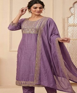 Salwar Kameez Dupatta Morado Bordado, Tradicional, Largo hasta el Tobillo, Estilo Casual de India y Pakistán, Regular 85574 BLUESTAR- BS:-162 - Product Image 2