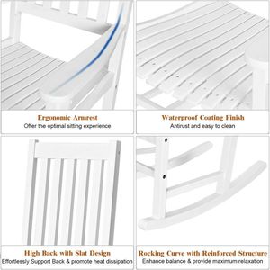 Fauteuil à bascule en bois à dossier haut pour l'intérieur et l'extérieur - Product Image 2