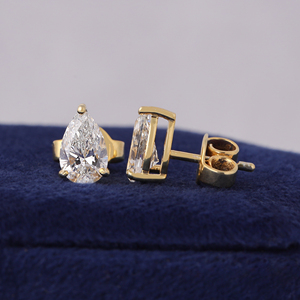 IGI Certified Pear Lab Diamond Stud <b>Earrings</b> 2.00 TCW Pear Cut <b>Man</b>-Made Diamond <b>Earrings</b> Dainty Solitaire Wedding Studs - Product Image 4