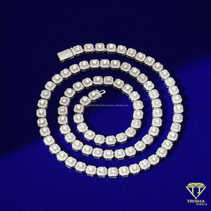 Collar de cadena de tenis geométrico con eslabones de piedra estilo cojín y engaste brillante, joyería elegante para mujer, para compradores mayoristas - Product Image 4