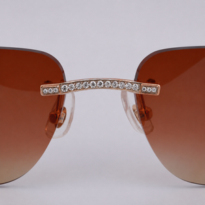 Gafas de Sol de Lujo de Alta Calidad, Marca Reconocida, para Hombre, Sin Montura, Metálicas, Lentes Coloridas, Estilo Vintage, con Moissanita - Product Image 1