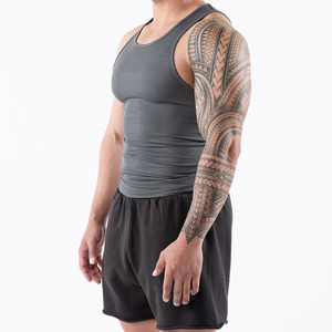 Wholesale High Quality Plain Color Customized Logo Rib Fabric Spandex Cotton Collar Sports <b>Singlets</b> <b>Men</b> Vest O Neck <b>Men</b> Tank Top - Product Image 4