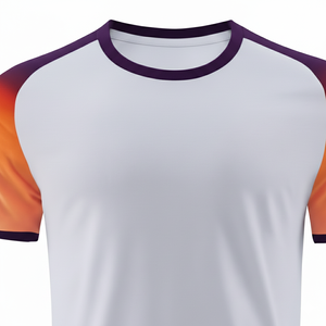 Camiseta de Fútbol de Manga Corta para Hombre, Degradado Blanco y Naranja, Cuello Redondo, Poliéster que Absorbe la Humedad, Ropa Deportiva para Todas las Temporadas - Product Image 5