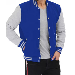 Veste universitaire homme gris marine coupe classique col rabattu fermeture boutonnée décontractée pour l'automne couleur unie polyester coton - Product Image 5
