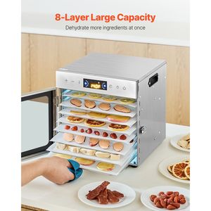 Macchina disidratatrice per alimenti 400W in acciaio inox 8-vassoio per essiccazione di carne e frutta - Product Image 4