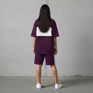 Conjunto de Shorts de 2 Piezas para Mujer de Alta Calidad, 2 Tonos, Manga Corta, 100% Algodón Ecológico de Secado Rápido, Personalizado con Serigrafía - Product Image 3