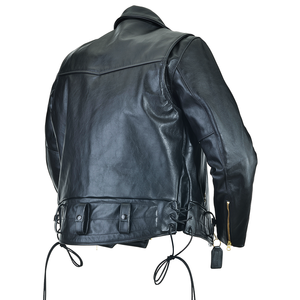 Veste de moto en cuir classique originale et traditionnelle, respirante, pour homme, veste de moto décontractée d'automne, col montant, fermeture à glissière - Product Image 3