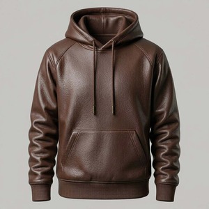 Sudadera con capucha de cuero genuino para hombre de alta calidad |   Sudadera con Capucha Extra Grande de Lujo para Streetwear |   Suéter Personalizado de Piel de Cordero Suave para Invierno - Product Image 5