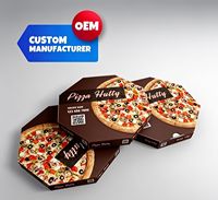 Carton d'emballage pour pizza en gros OEM/ODM avec impression entièrement personnalisable, logo/design graphique sur mesure, conception en carton ondulé durable