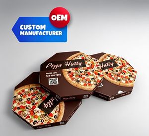 Caja de Cartón para Pizza al por Mayor, OEM, con Impresión Personalizada y Diseño Corrugado Resistente - Product Image 1