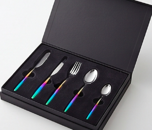 Ensemble de couverts modernes arc-en-ciel en acier inoxydable, fourchette, couteau, cuillère, design résistant à la rouille, pour la table de fête - Product Image 6