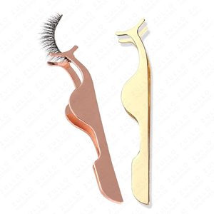 Pince à cils en acier inoxydable or et or rose, marque privée, outils professionnels d'application de faux cils - Product Image 3