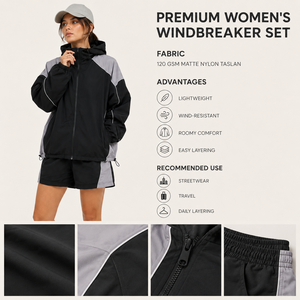 Ensemble coupe-vent léger en polyester pour femme OEM ODM, fermeture éclair intégrale, séchage rapide, fabricant de vêtements en gros - Product Image 5
