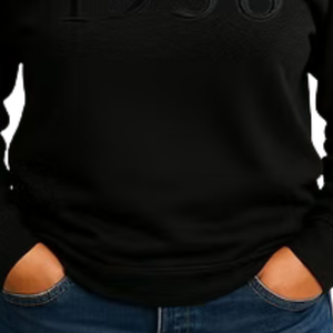Sudadera Negra para Mujer con Bordado 3D en Relieve, Estilo Casual, Manga Larga, Cómoda para el Día a Día - Product Image 5