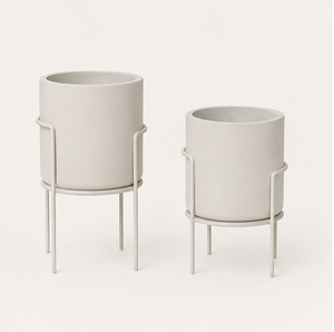 Modern Minimalist Metal Planter with <b>Stand</b> Set of 2 Prime Quality Round Indoor Flower <b>Pots</b> Powder Coated Iron Floor <b>Stand</b> - Product Image 4
