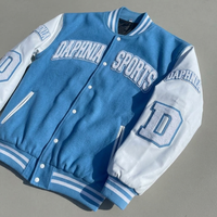 Veste universitaire vintage en laine personnalisée avec patch chenille brodé, style baseball, manches en cuir, vente en gros