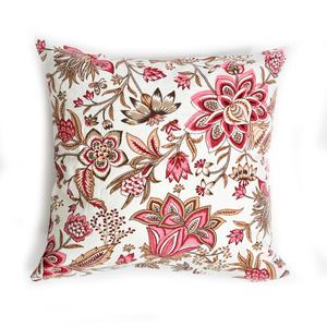 HappyKraft Cotton Duck <b>Cushion</b> Covers Hand Block <b>Printed</b> Floral Pattern Concealed Zipper Home Textile Jaipur - Product Image 5