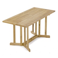 Table de salle à manger d'extérieur pliante en teck massif avec plateau rabattable, imperméable et durable, 4 places, design moderne