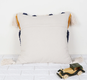 Hand Tufted Texture Boho Yellow and Ivory Tassel Cushion Cover Handmade <b>Decorative</b> <b>Pillow</b> Case for Sofa Bedroom Living Room Home - Product Image 4
