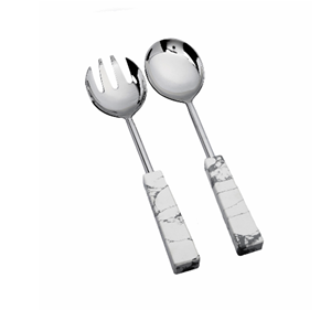 ชุดอุปกรณ์เสิร์ฟสลัดรักษ์โลก 2 ชิ้น รุ่น THH-RSS-8600 สีเขียวส้ม ด้ามจับลายคลื่น จาก HANDICRAFT HUB - Product Image 1