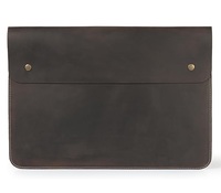 Housse pour ordinateur portable en cuir véritable OEM, souple, style livre, avec coussinets personnalisés, étui vintage, pochettes pour ordinateur portable, marron foncé, haute qualité, vente en gros 2026