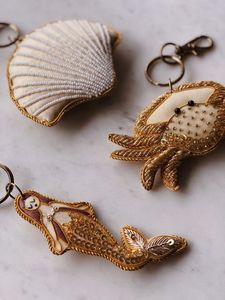 Luxury Floral Embroidery Beaded <b>Keychain</b> Decorative Key Ring for Women and Girls Handmade Beaded Embroidery <b>Keychain</b> with Detail - Product Image 4