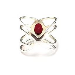 Double Band Red Garnet <b>Sterling</b> <b>Silver</b> Handmade Big <b>Ring</b> Unisex Geometric Bezel <b>Set</b> Oval Gemstone Good Quality Wholesale <b>Rings</b> - Product Image 3