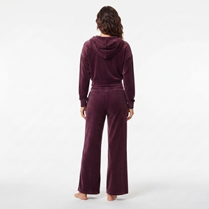 Ensemble de survêtement tendance en velours pour femme, haut court zippé à capuche à manches longues et pantalon de jogging large, tenue décontractée, logo personnalisé - Product Image 4