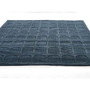 Modern Navy Blue Geometric Area Rug Oval Pattern Hand Tufted Minimalist Living Room Bedroom Custom Size Wool Carpet Home Decor - Product Image 4