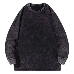 เสื้อสเวตเชิ้ตผู้ชายทรงโอเวอร์ไซส์ สีพื้น ผ้าฝ้ายถัก 100% คอกลม แขนยาว สวมใส่สบายๆ สำหรับฤดูใบไม้ร่วง เนื้อผ้านุ่ม ใส่สบาย - Product Image 4
