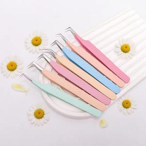 Precision Eyelash Tweezers Set Stainless Steel Smooth Tip Pastel Colors for Lash Extension <b>Tools</b> - Product Image 4